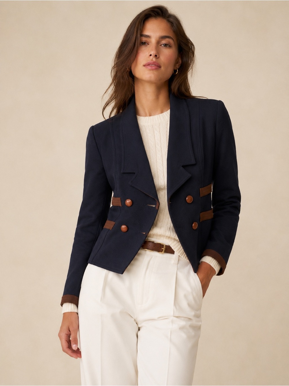 vintage Louis feraud navy and brown blazer - Picture 2 of 8